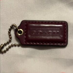 Coach Maroon Leather Keychain with Gold Chain
